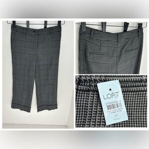 LOFT NWT‎ Wide Leg Cropped Houndstooth Plaid Pants Size 10P Career Office 32x25